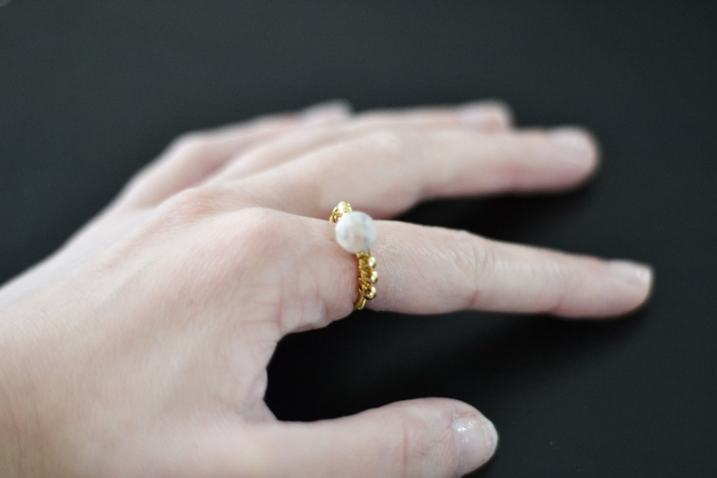 Matte Pink Zebra Stone Ring